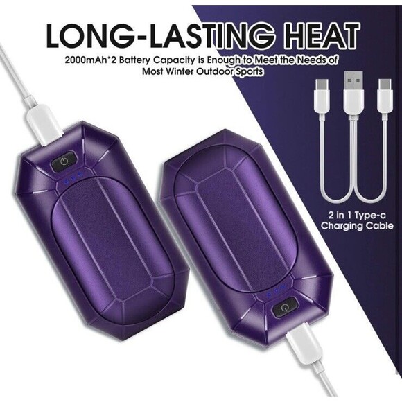 Electric Hand Warmers Rechargeable 2 Pack Color: Midnight Purple:Easy To Use - Picture 4 of 7